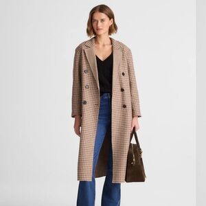 NWT!! Madewell Double-Faced Brushed Long Houndstooth Coat Size S
